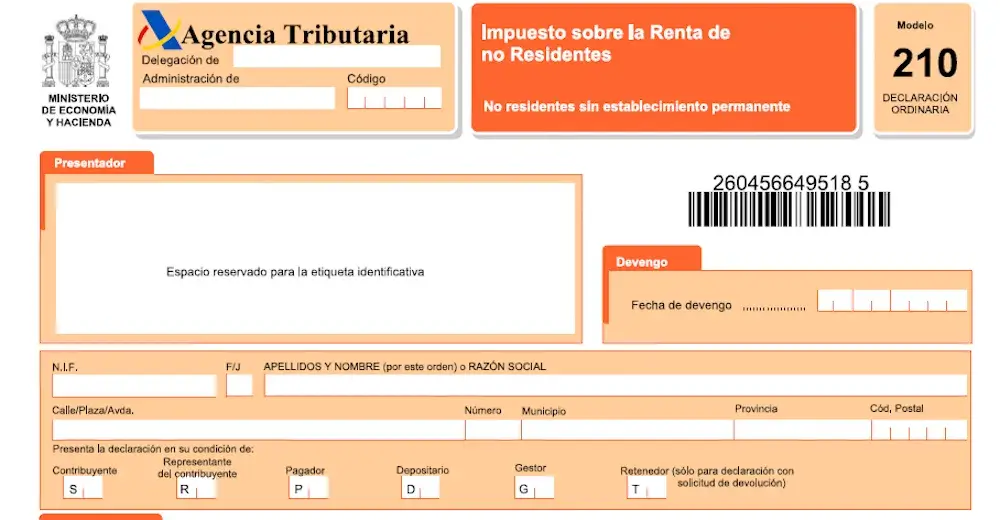 Tax form in Spain